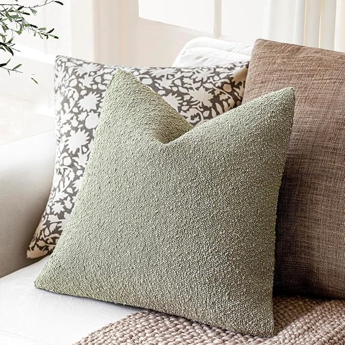 Foindtower Pack of 2 Textured Boucle Throw Pillow Covers Accent Solid - Image 5