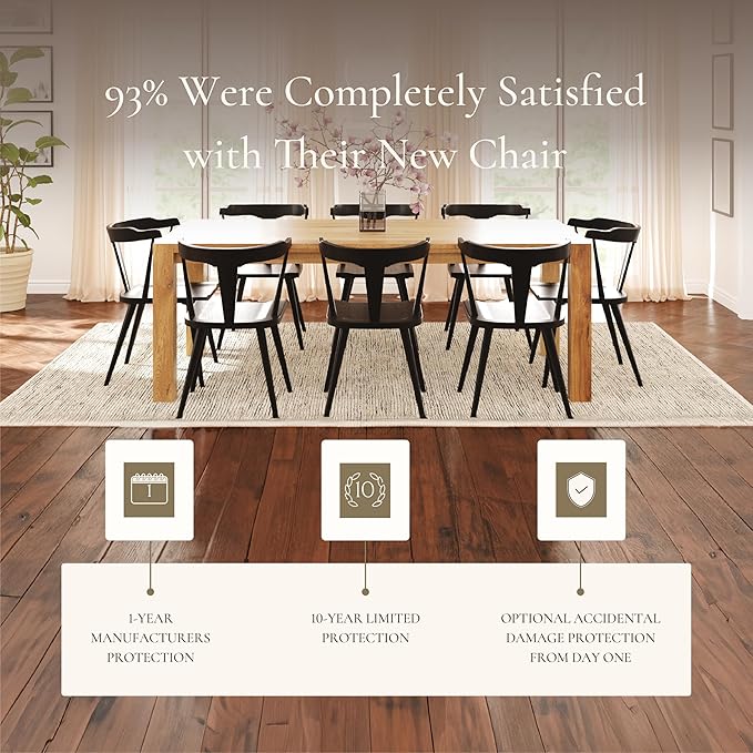 POLY & BARK Mid Century Modern Enzo Black Dining Chair – Solid Oak Wood Splat - Image 8