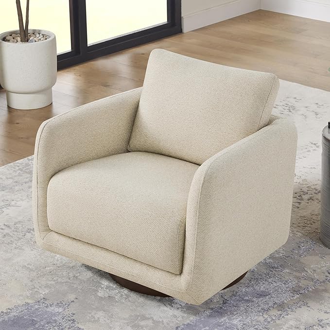 Modern Swivel Accent Chair, 360° Rotating Round Barrel Armchair - Image 6