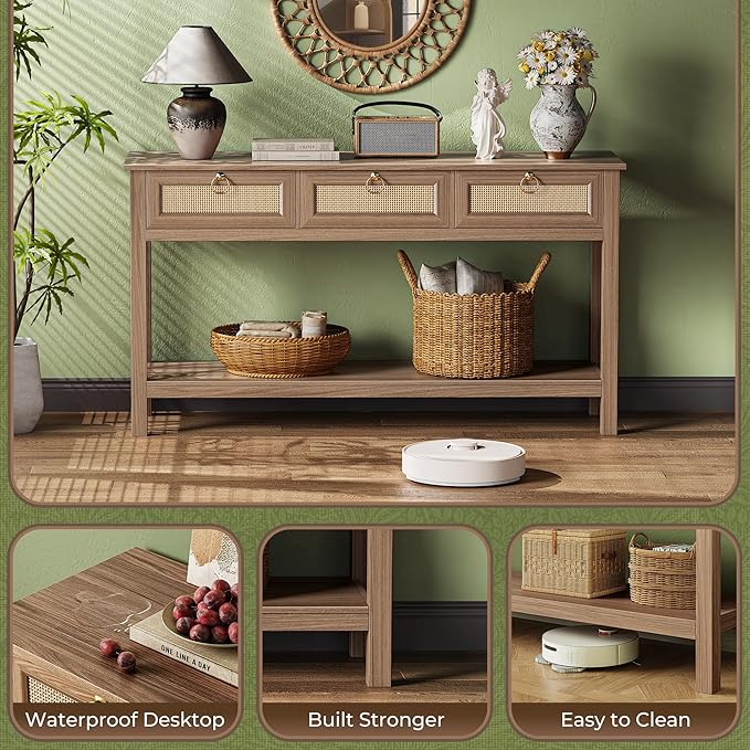 SUPERJARE Rattan Console Sofa Table - Image 7