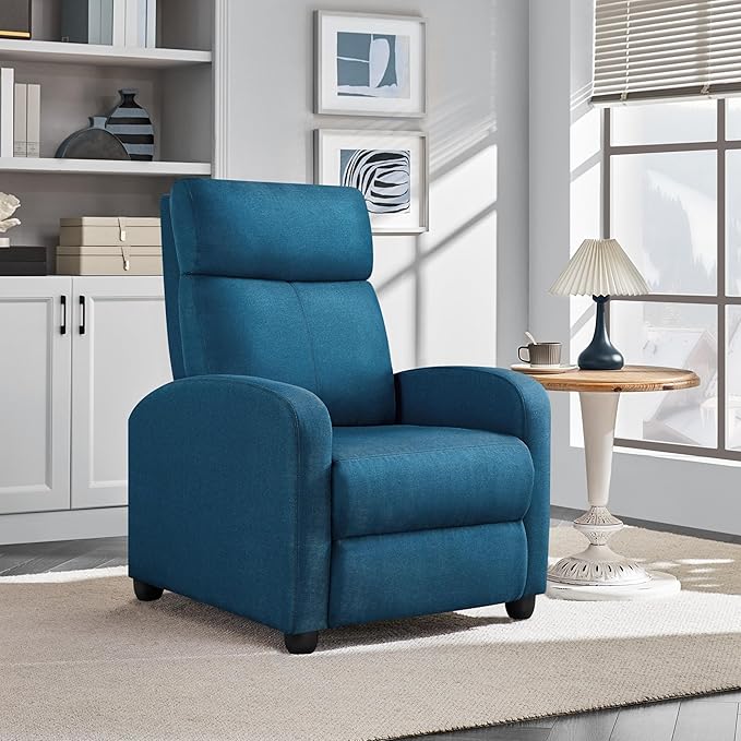 Yaheetech Fabric Recliner Sofa Modern Single Recliner Sofa Home Theater Seating - Image 2