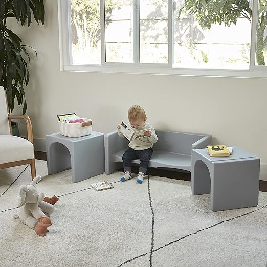 ECR4Kids Tri-Me Table and Cube Chair Set, Light Grey - Image 13