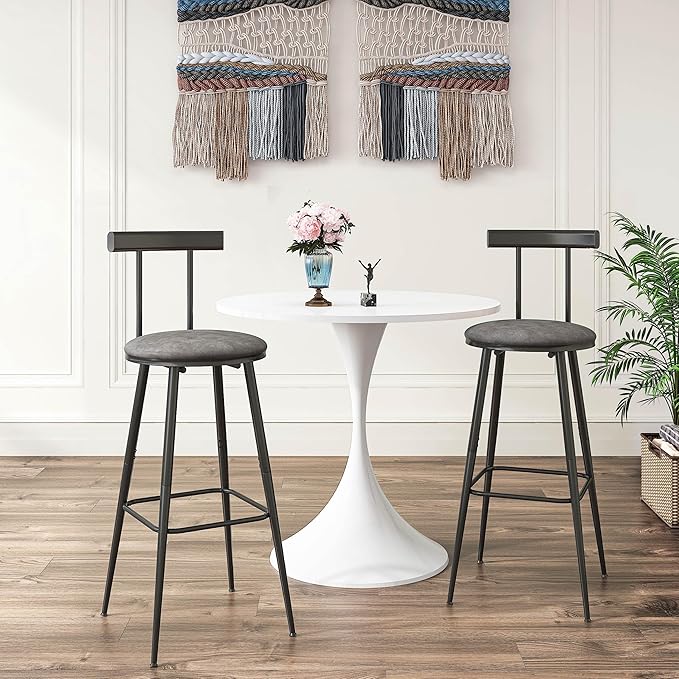 Bar Stools, Bar Chairs with Backrest and Footrest, Industrial Counter Stools - Image 4