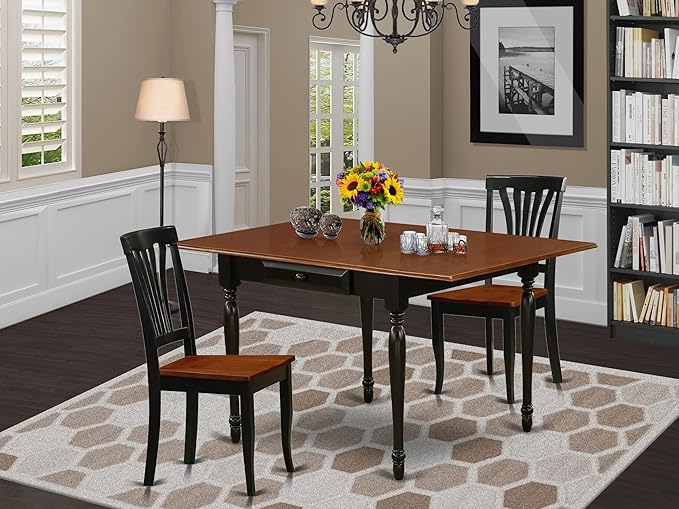 East West Furniture MZAV3-BCH-W 3 Piece Dinette Set - Image 2