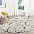 SAFAVIEH Florida Shag Collection 9' Round Cream/Blue SG455 Scrolling Vine by SAFAVIEH