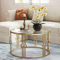 OIOG Glass Coffee Table for Living Room, Round Coffee Table for Office by OIOG