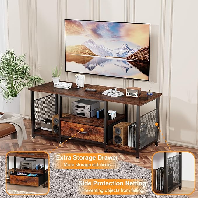 TV Stand with Drawers and Open Storage Shelves - Image 5