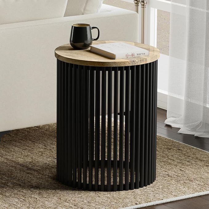 SIMPLIHOME Demy 20 inch Wide Tall Side Table in Natural Solid Mango Wood/Black - Image 2