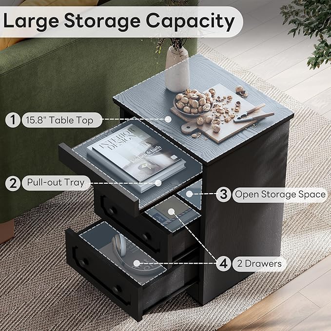 LIKIMIO Night Stand, Modern Bedside Table - Image 3