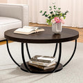 Round Coffee Table, 2-Tier Storage by Unknown
