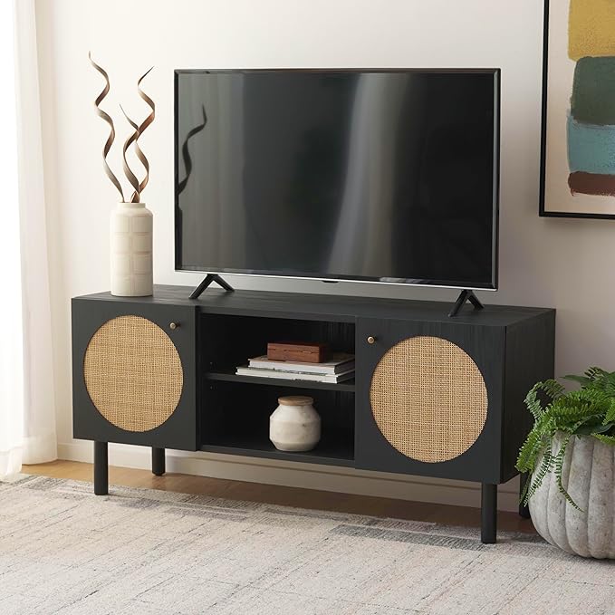 SAFAVIEH Home Collection Ophelia Black 2-Door 2-Shelf Entertainment Media Stand - Image 2
