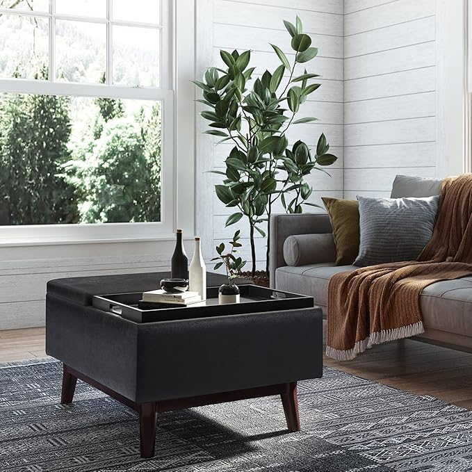 SIMPLIHOME Owen 34 inch Wide Mid Century Modern Rectangle Tray Top Small Coffee - Image 2