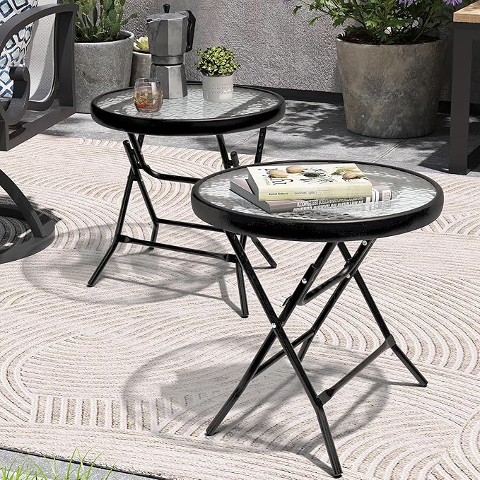 Foldable Patio Side Table Set of 2 by PATIOHIT