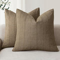 Foindtower Set of 2 Decorative Linen Check Throw Pillow Covers Neutral by Foindtower