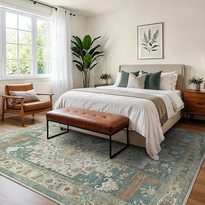 GENIMO 8x10 Area Rugs for Living Room, Machine Washable Non Slip Vintage Rugs - Image 8