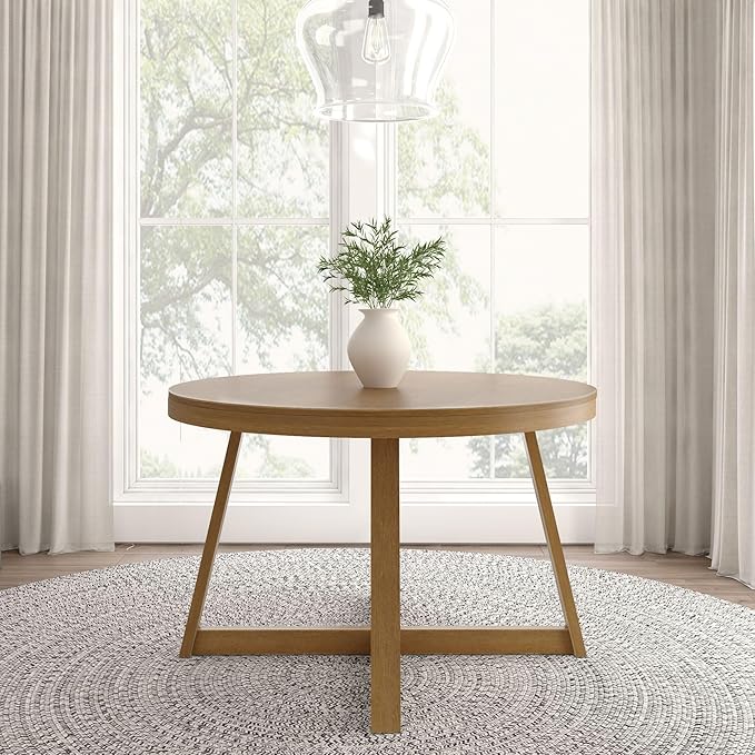 Plank+Beam Round Dining Table, 47 Inch Solid Wood Kitchen Table, Farmhouse - Image 3