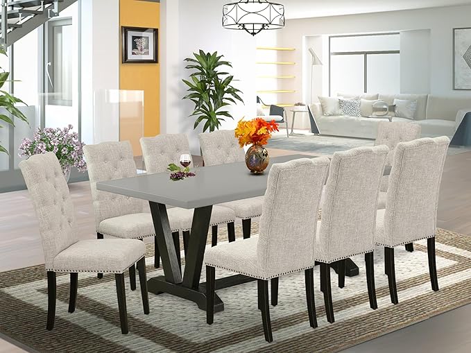 East West Furniture V697EL635-9 9 Piece Dining Set Includes a Rectangle Dining - Image 2