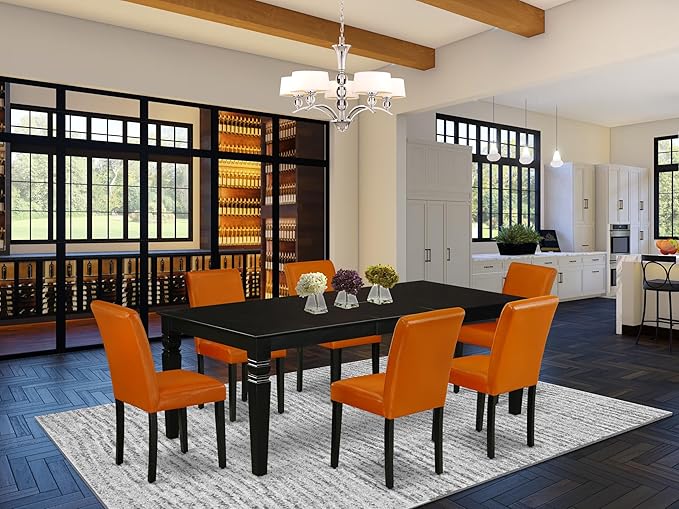 East West Furniture LGAB7-BLK-61 7 Piece Dining Table Set Consist of a - Image 2