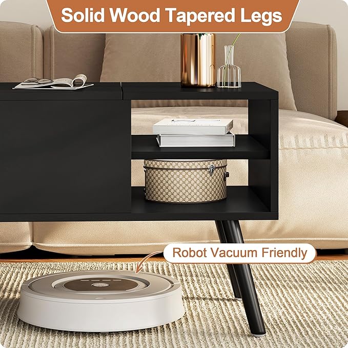 ALINE FURNITURE Black Lift Top Coffee Table - Image 5