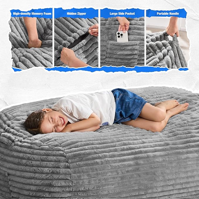 Hobestluk 3FT Bean Bag Chairs Adult Bean Bag - Image 5