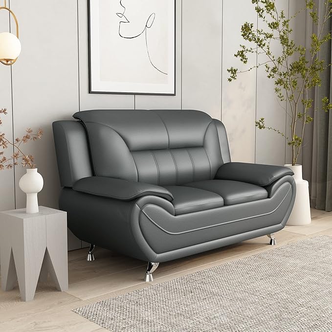 Container Furniture Direct Michael Modern Faux Leather Upholstered Stainless - Image 7