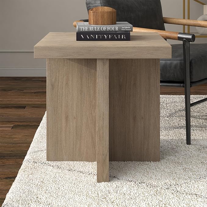 Henn&Hart 22" Wide Square Side Table in Weathered Gray, - Image 7
