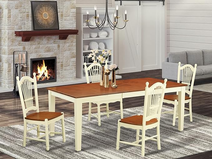 East West Furniture QUDO5-WHI-W 5 Piece Dinette Set - Image 2