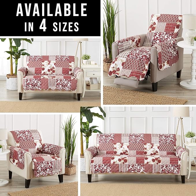 Great Bay Home Patchwork Scalloped Printed Furniture Protector Stain Resistant - Image 5