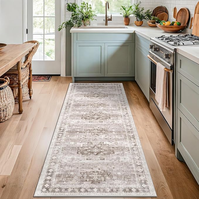 Boho 2x7 Long Runner, Neutral Farmhouse Bedside Rug, Small Throw Runners - Image 6