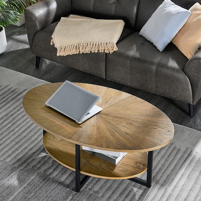 Solid Wood Oval Coffee Table - Image 6