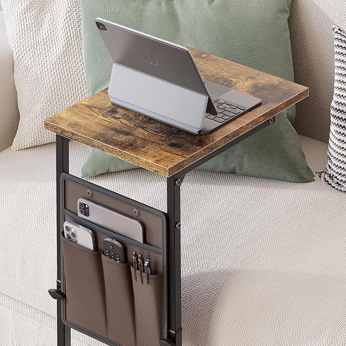 Vagusicc C Shaped End Table, Adjustable Height Sofa Table Small Couch Side - Image 9