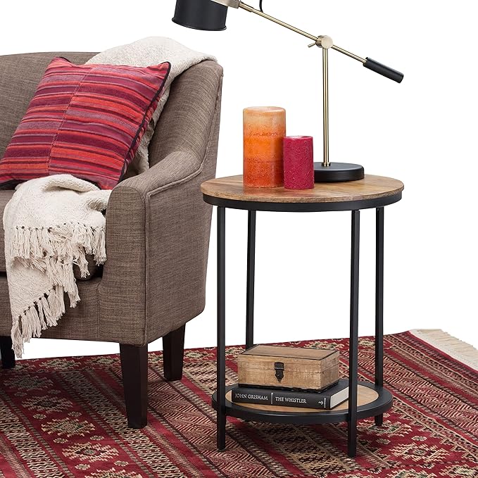 SIMPLIHOME Jenna Industrial 18 inch Wide Metal Round Accent Side Table in - Image 2