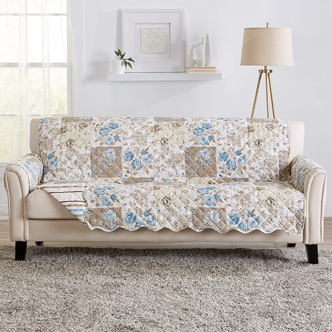 Great Bay Home Reversible Floral Patchwork Furniture Protector Scalloped Edge by GreatBayHome