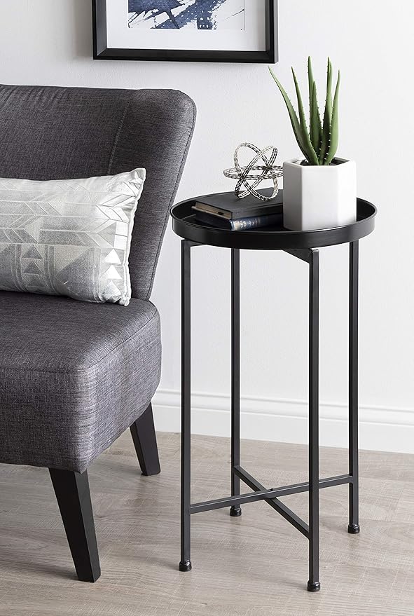 Kate and Laurel Celia Round Metal Foldable Accent Table - Image 2