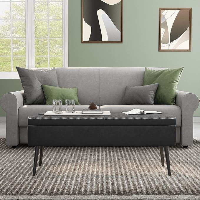 GarveeHome Storage Ottoman Bench, Mid-Century Modern Entryway Bedroom Bench - Image 6