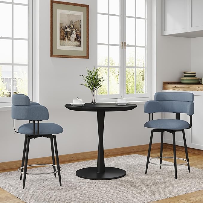 Swivel Bar Stools Set of 2, Counter Height Bar Stools - Image 8