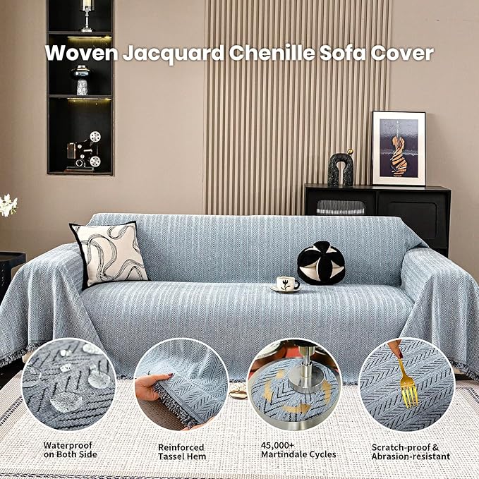Nobildonna Sofa Chair Cover Waterproof Soft Thicken Chenille Cushion Couch Cover - Image 3