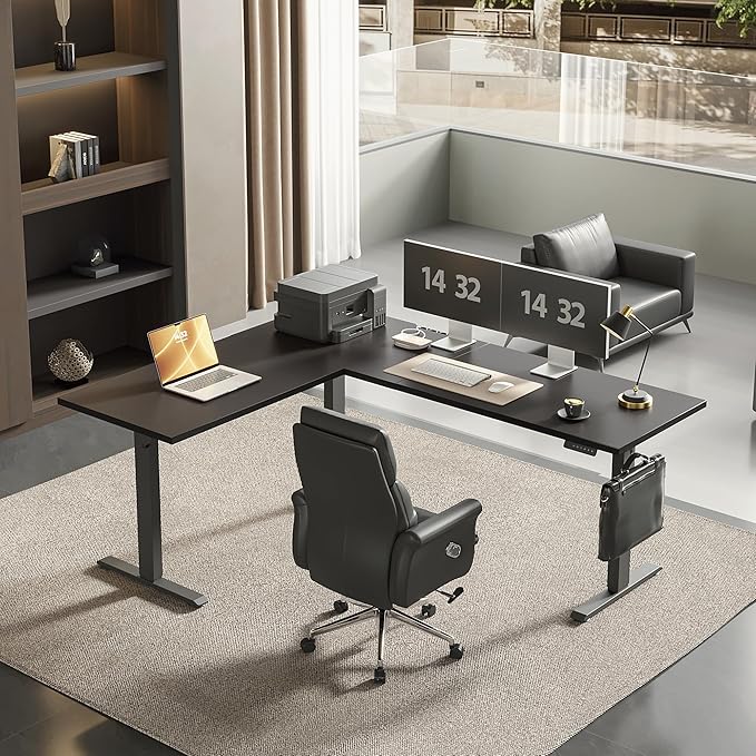 Agilestic Triple Motors 73" x 60" L Shaped Standing Desk, Electric Standing - Image 2