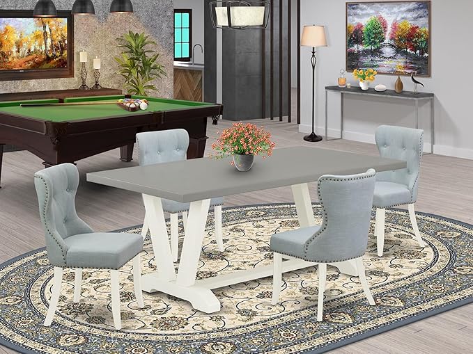 East West Furniture V097SI215-5 5 Piece Dining Table Set - Image 2