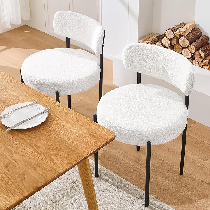 Dining Chairs Set of 2, Curved Backrest Upholstered Dining Room Chairs - Image 8