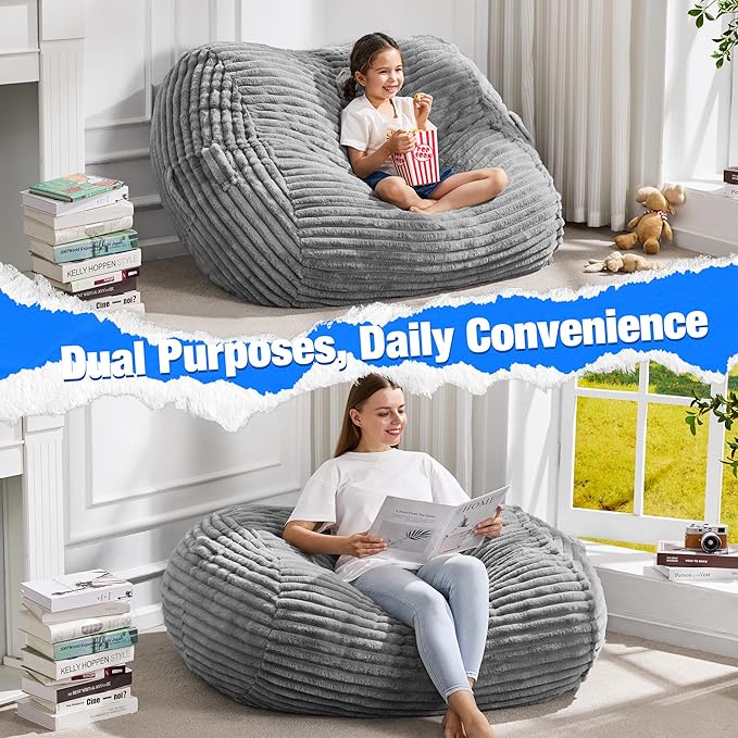 Hobestluk 3FT Bean Bag Chairs Adult Bean Bag - Image 6
