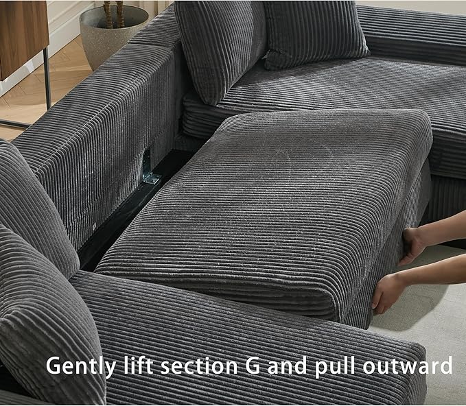 Symmetrical U Shaped Sectional Sofa Convertible Pull Out Sleeper Sofabed - Image 10