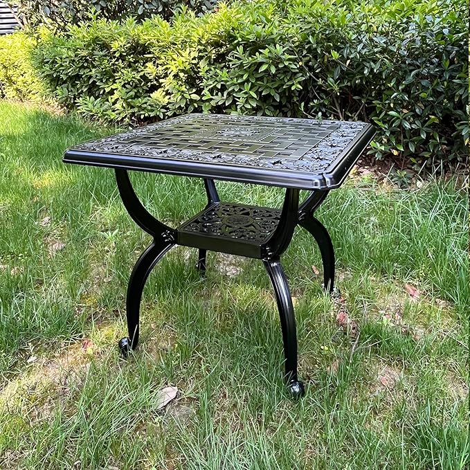 Cast Aluminum Outdoor Side Table, Small Patio Table, Outdoor Coffee Tables - Image 5