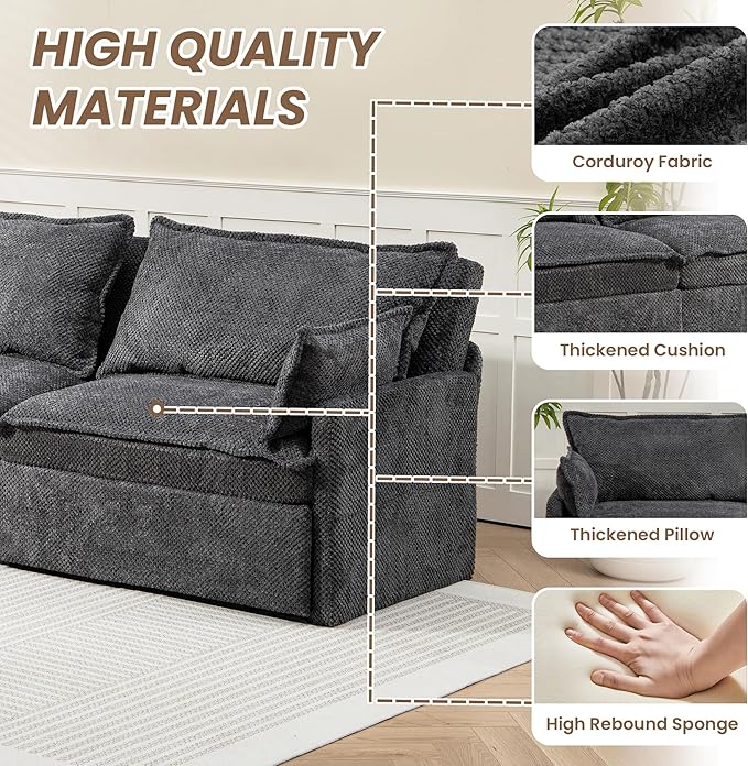 Furnimart 73.6" King Size Pull Out Sofa Bed, 3 in 1 Convertible Sleeper Bed - Image 5