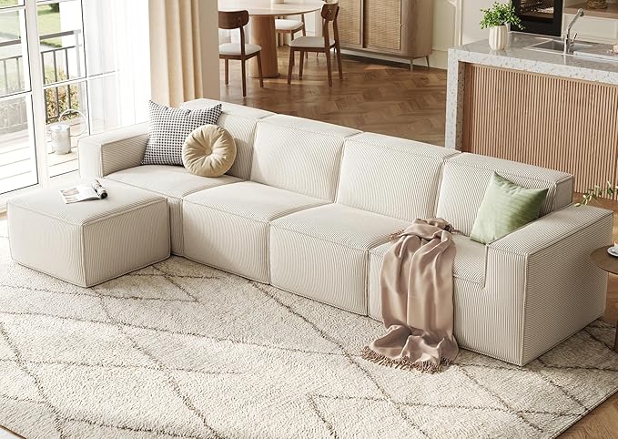 LINSY HOME Modular Sectional Sofa, Corduroy Sectional Cloud Couches by LINSYHOME