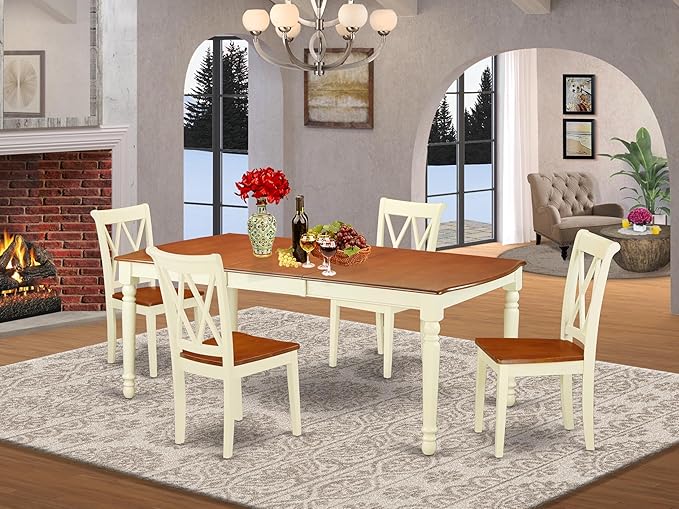 East West Furniture DOCL5-BMK-W 5 Piece Dining Set Includes a Rectangle Dining - Image 2