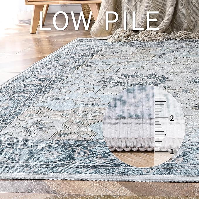 GENIMO Runner Rug 2'6''x10, Non Slip Vintage Hallway Runner Rugs, Low Pile - Image 5