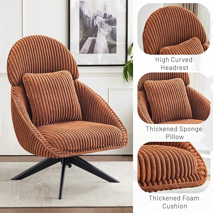 Furniliving Large Swivel Accent Chair Modern Arm Chair Sofa Chair - Image 6