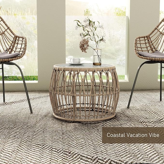 Muse & Lounge Co. Ysar Boho Rattan Round Coffee Table Outdoor - Image 4