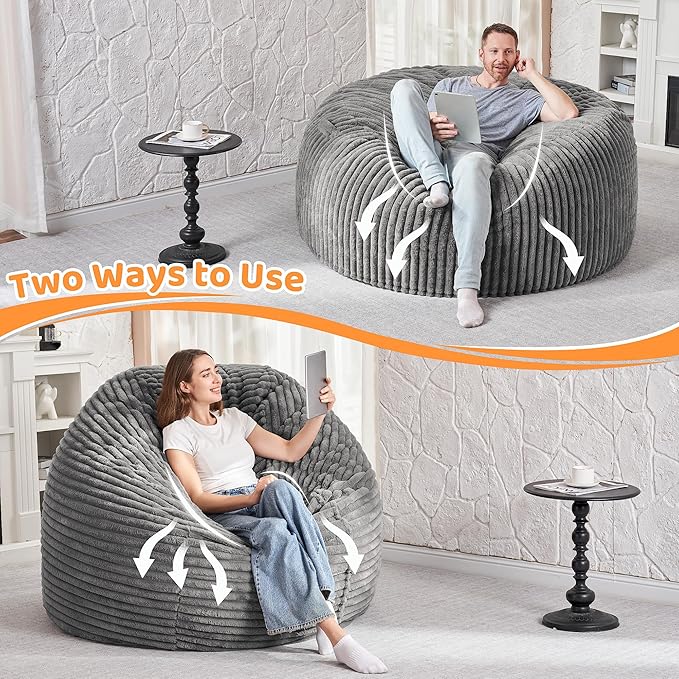 HABUTWAY 3FT Bean Bag Chair, Memory Foam Beanbag Chair - Image 6